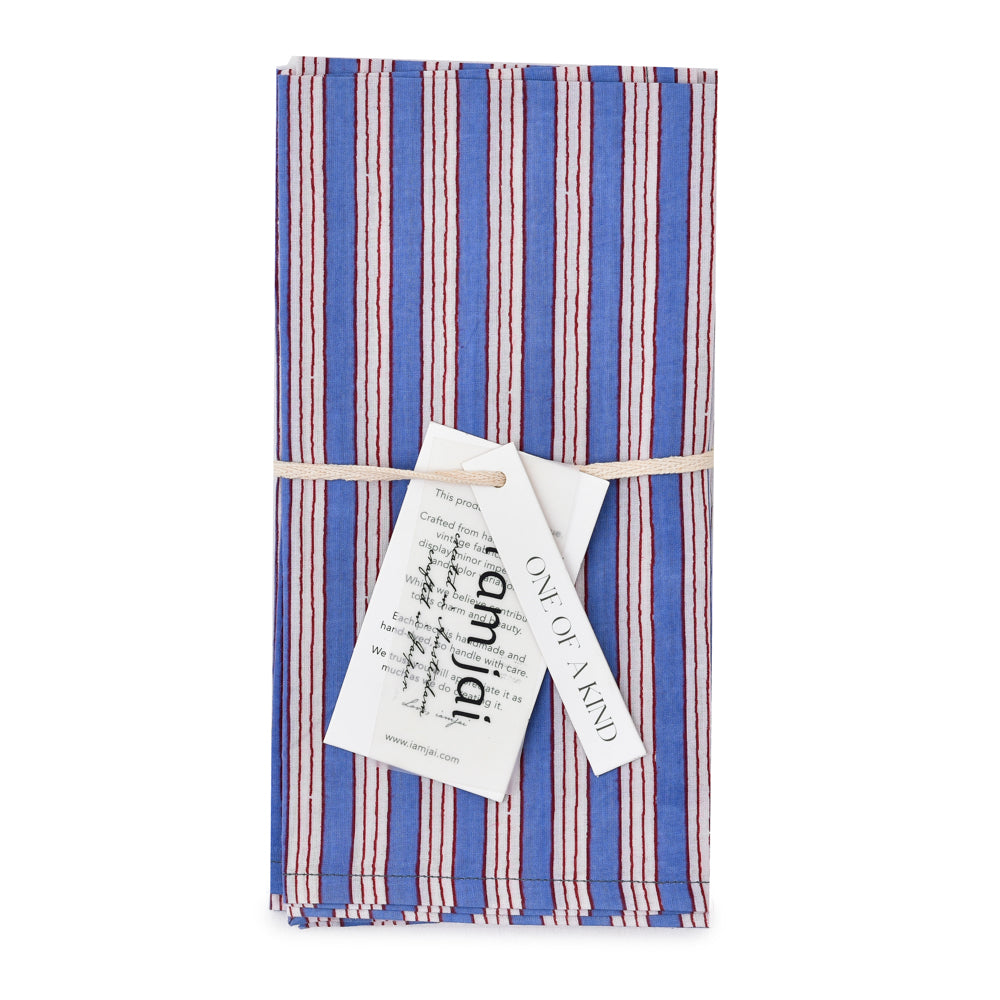 Katoenen Servetten Streep Blauw