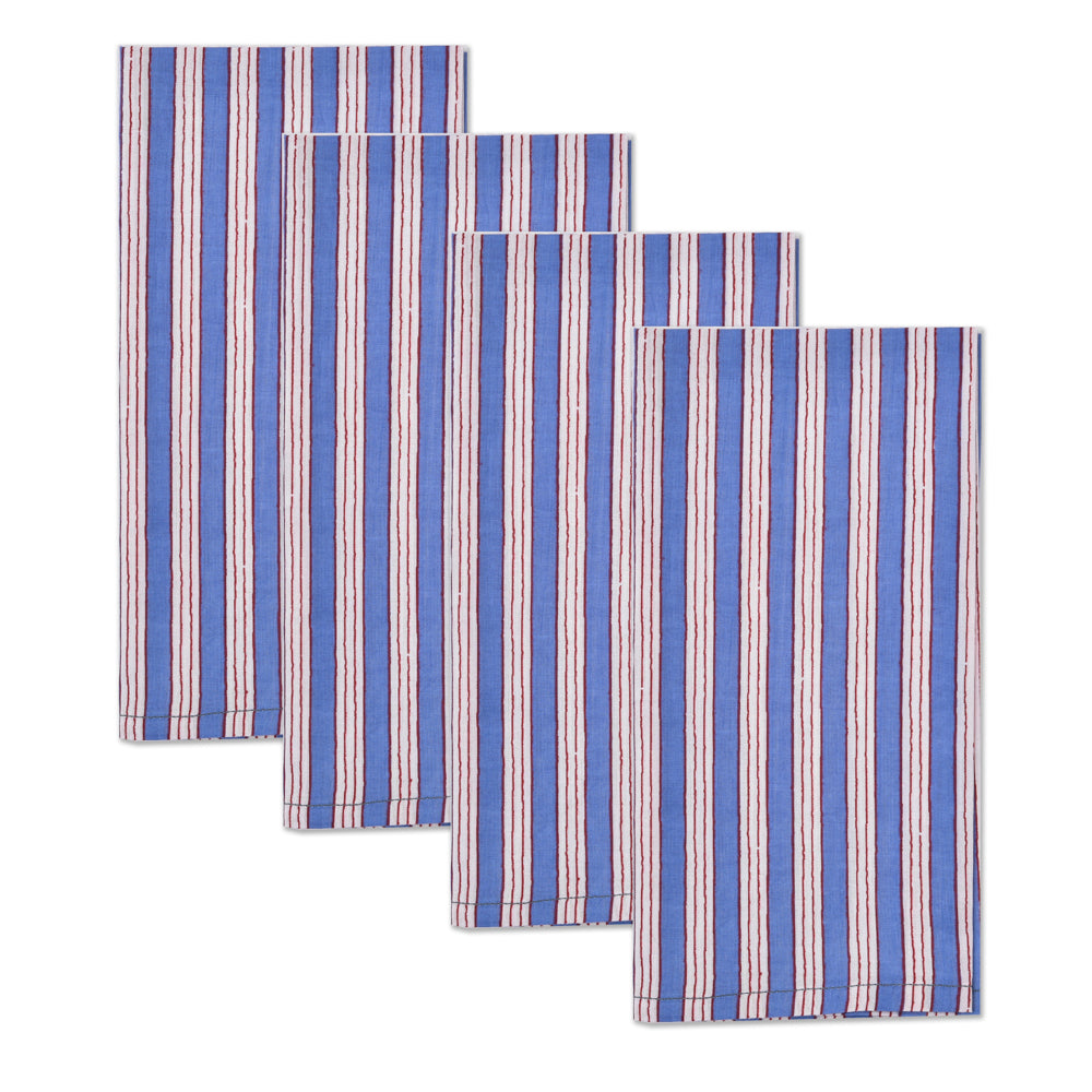 Katoenen Servetten Streep Blauw