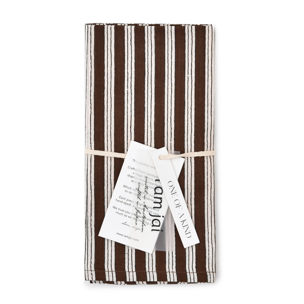 Katoenen Servetten Streep Donkerbruin