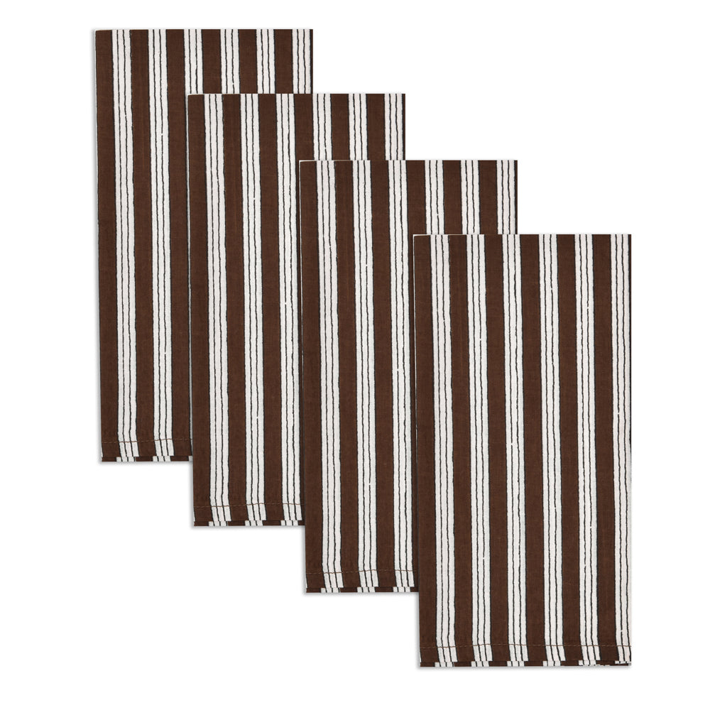 Katoenen Servetten Streep Donkerbruin