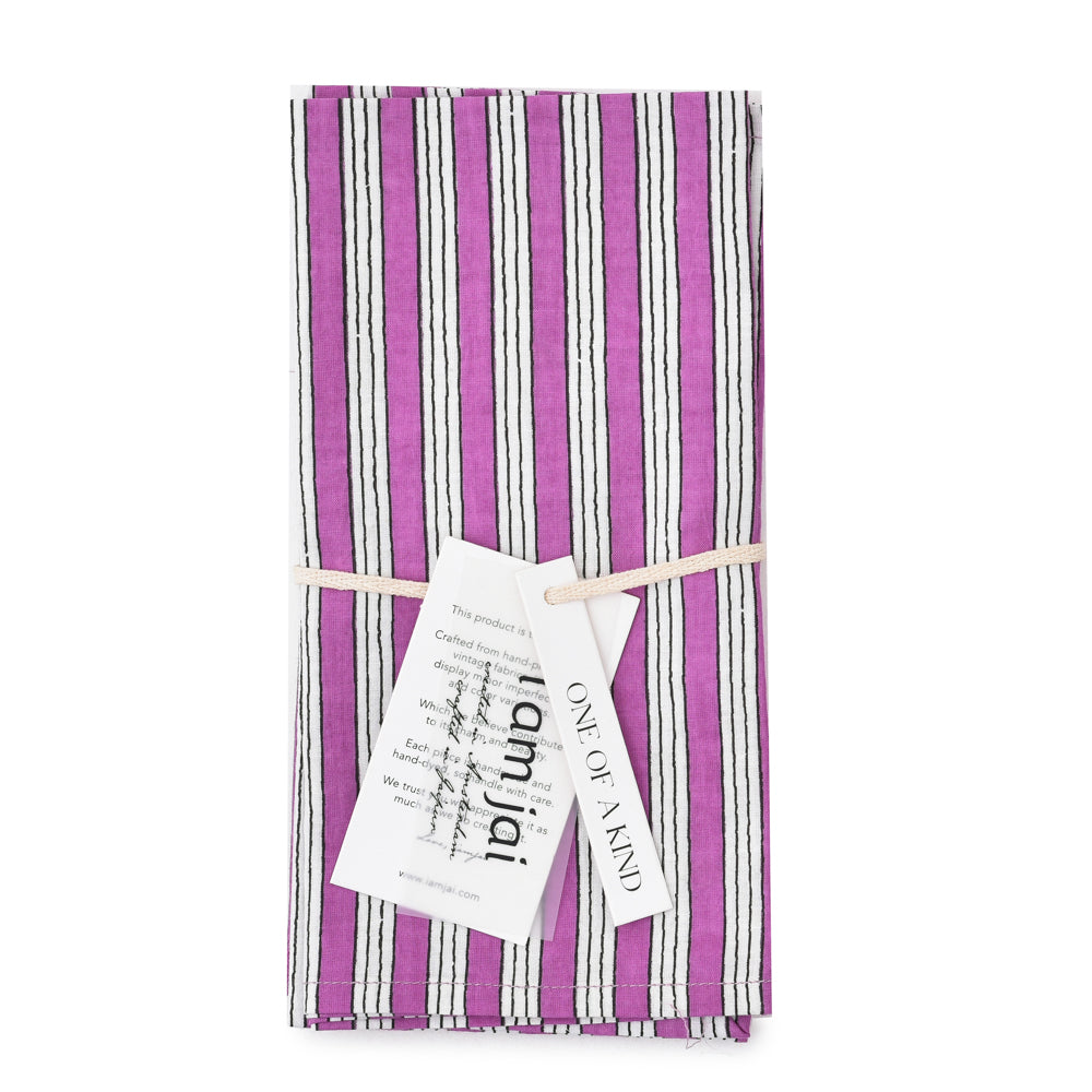 Katoenen Servetten Streep Paars