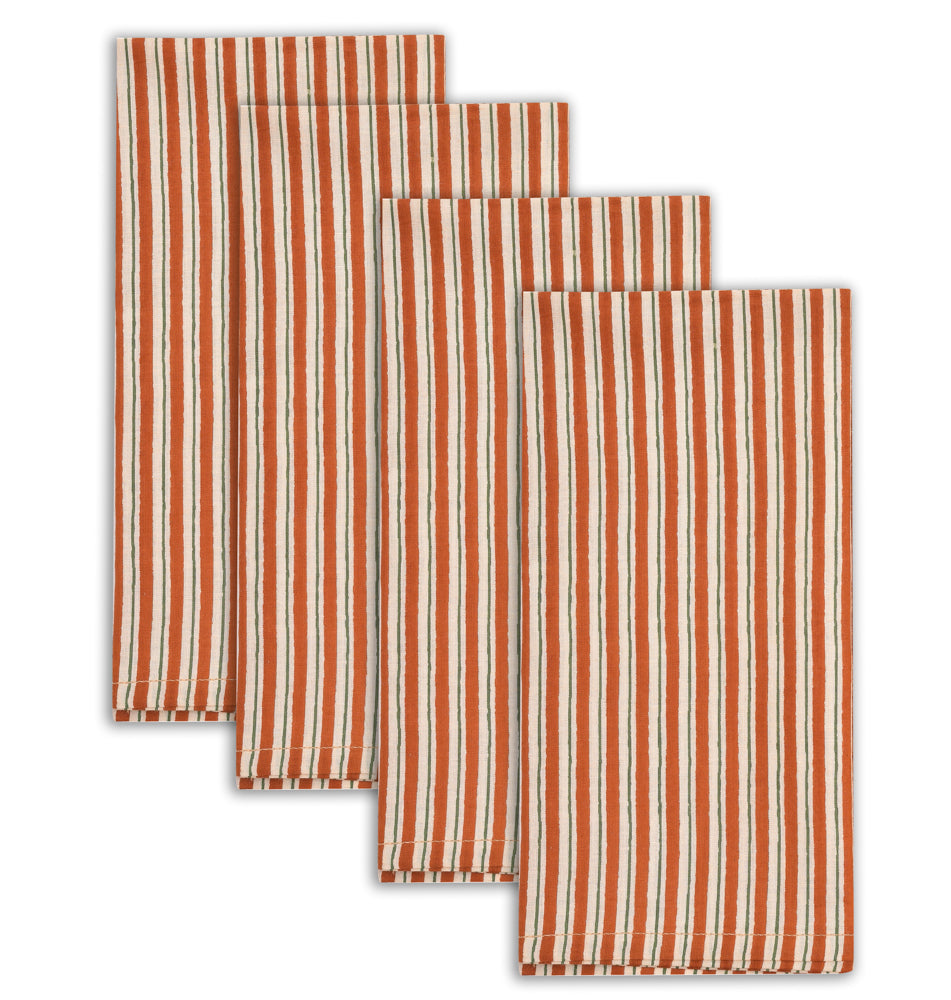 Katoenen Streep Servetten Bruin