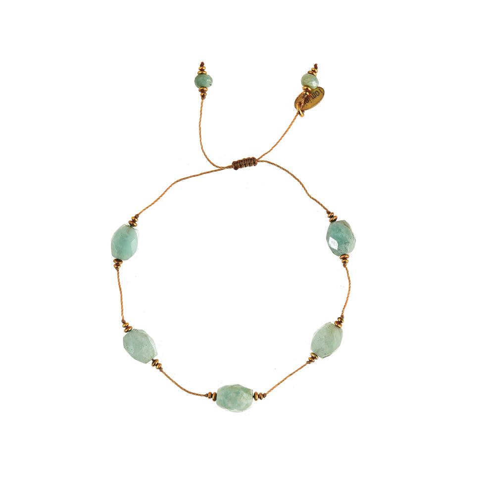 Koord Armband Met Edelstenen Amazoniet