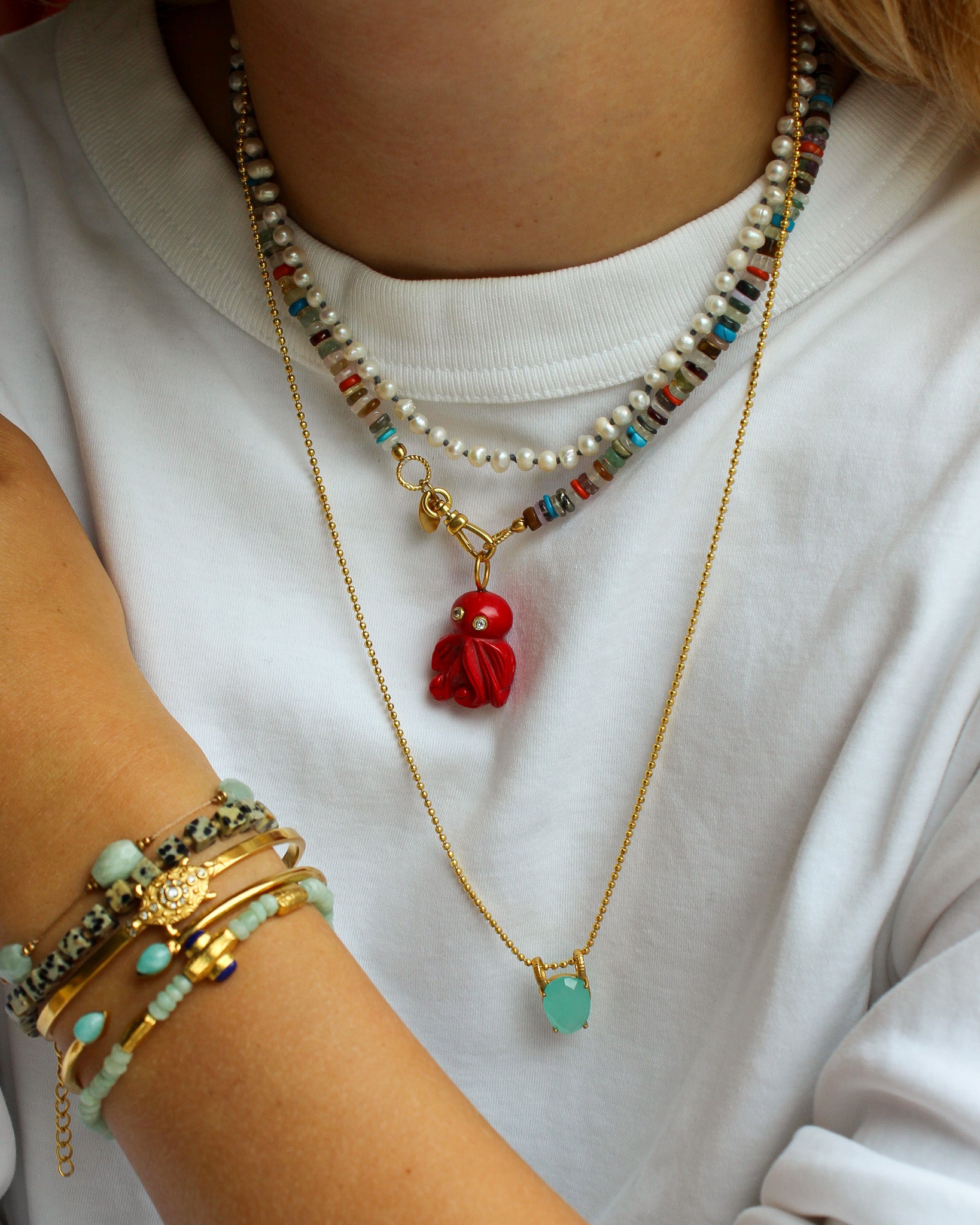 Koord Armband Met Edelstenen Amazoniet