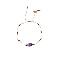 Koord Armband Met Edelstenen Amethist Ovaal 