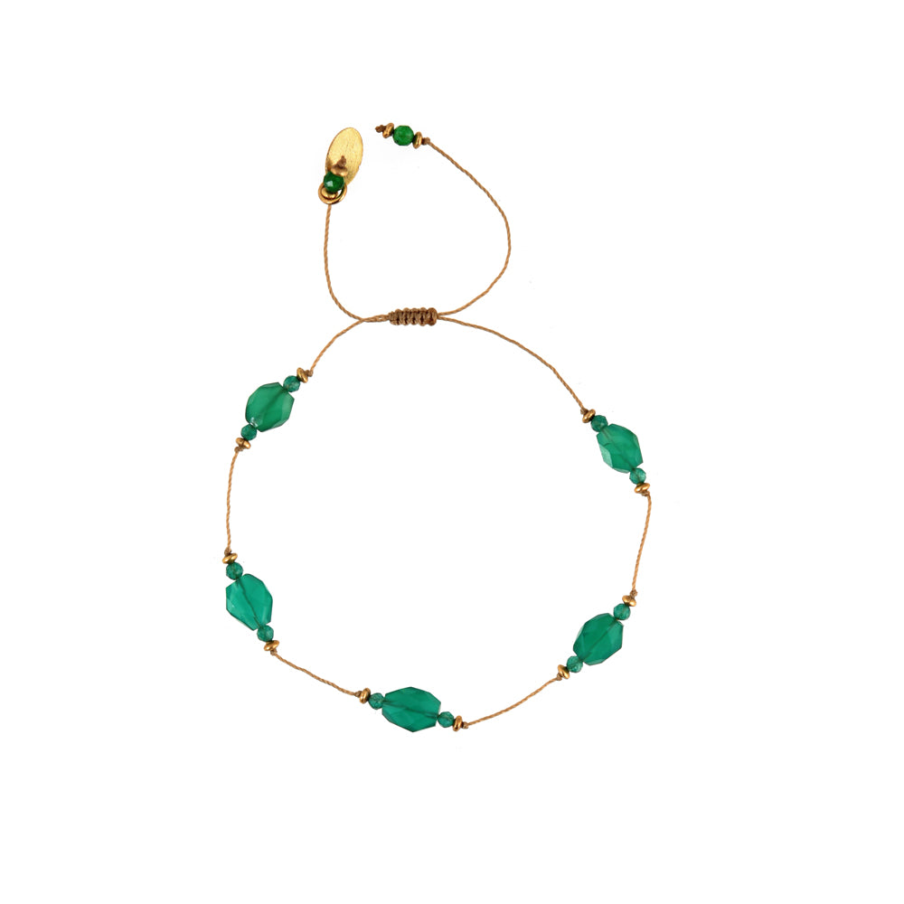 Koord Armband Met Edelstenen Groene Onyx