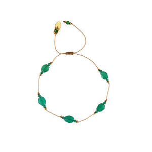 Koord Armband Met Edelstenen Groene Onyx