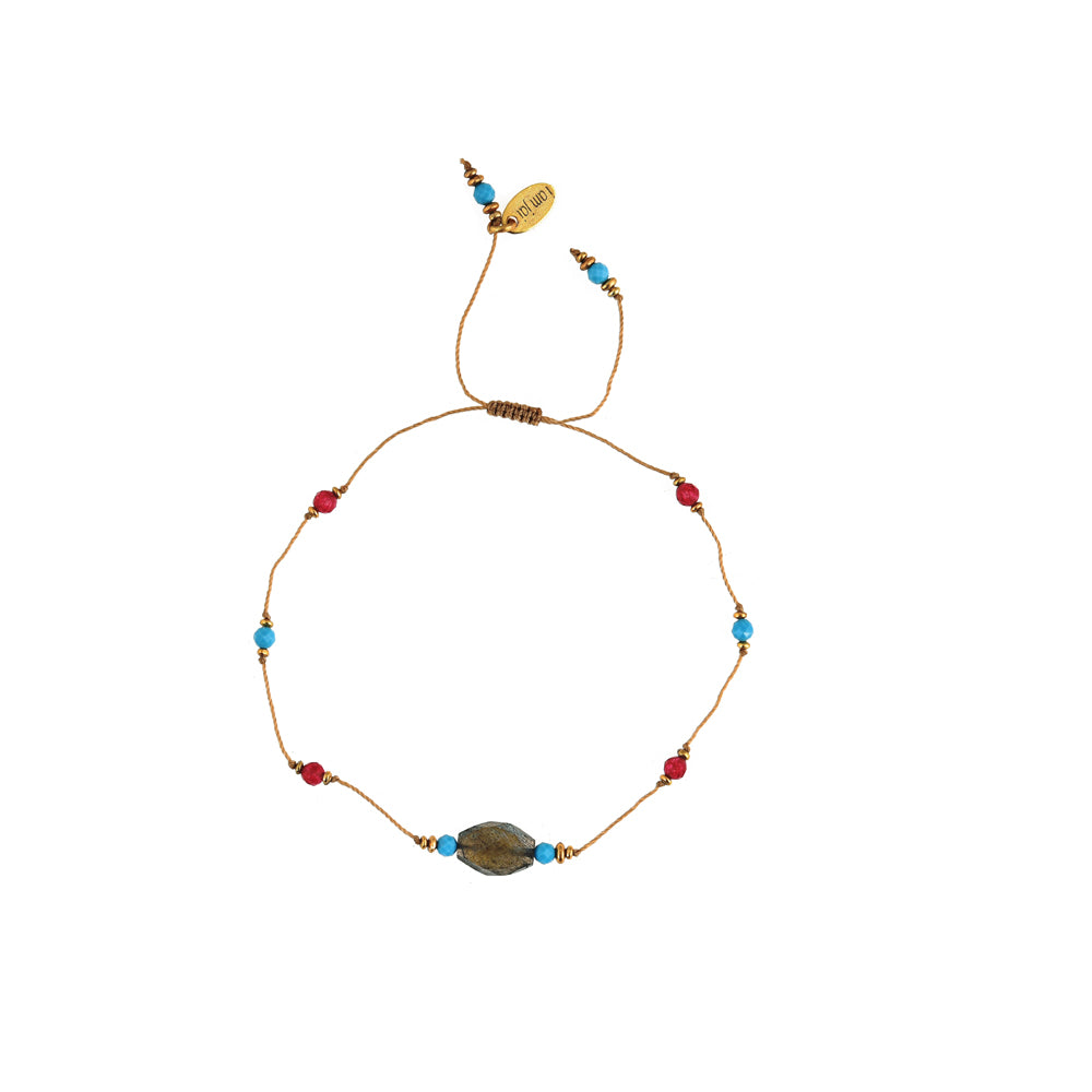 Koord Armband Met Edelstenen Labradoriet Ovaal