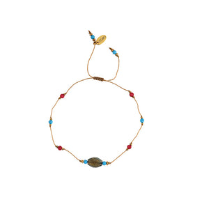 Koord Armband Met Edelstenen Labradoriet Ovaal