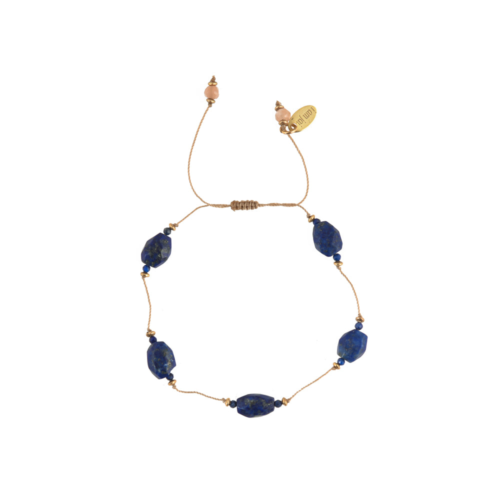 Koord Armband Met Edelstenen Lapis Lazuli