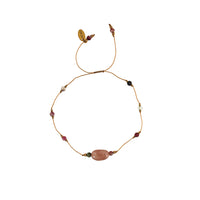 Koord Armband Met Edelstenen Roze Maansteen