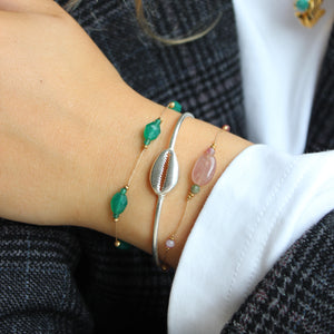 Koord Armband Met Edelstenen Groene Onyx