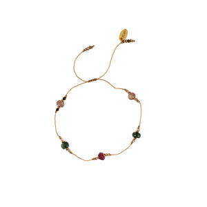 Koord Armband Met Edelstenen Tourmalijn
