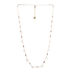 Koord Ketting Met Edelstenen Druppels Rozenkwarts