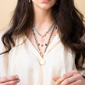 Bruin En Mint Koord Ketting Met Slot