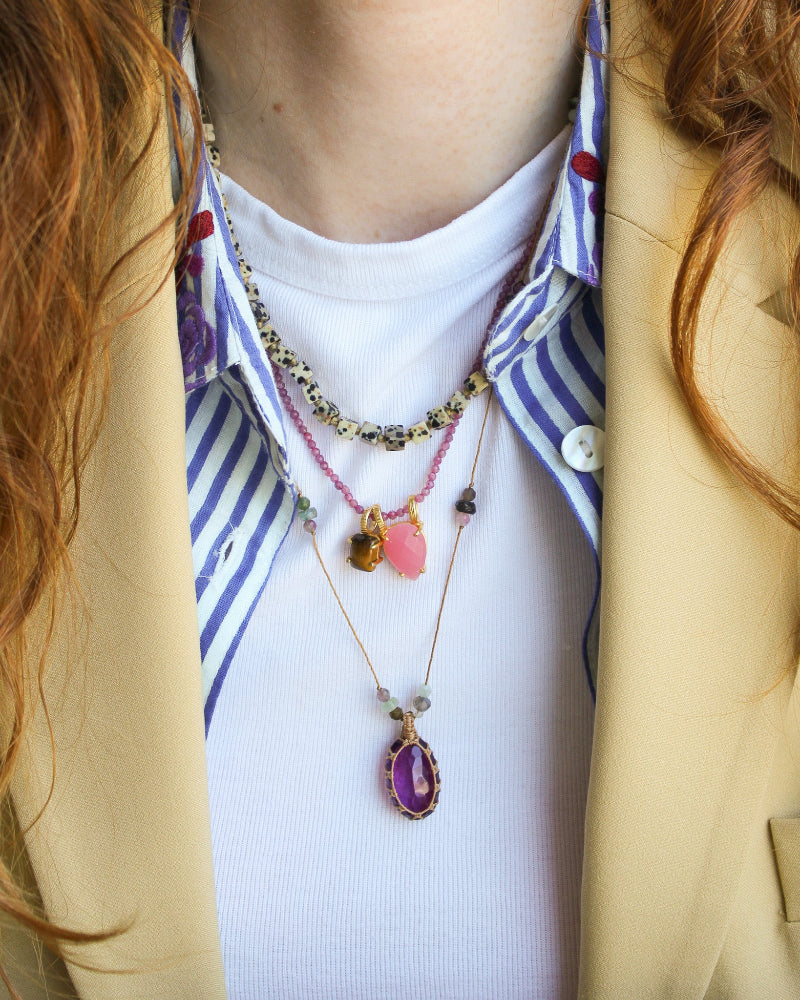 Koord Ketting Met Edelstenen Amethist Multi