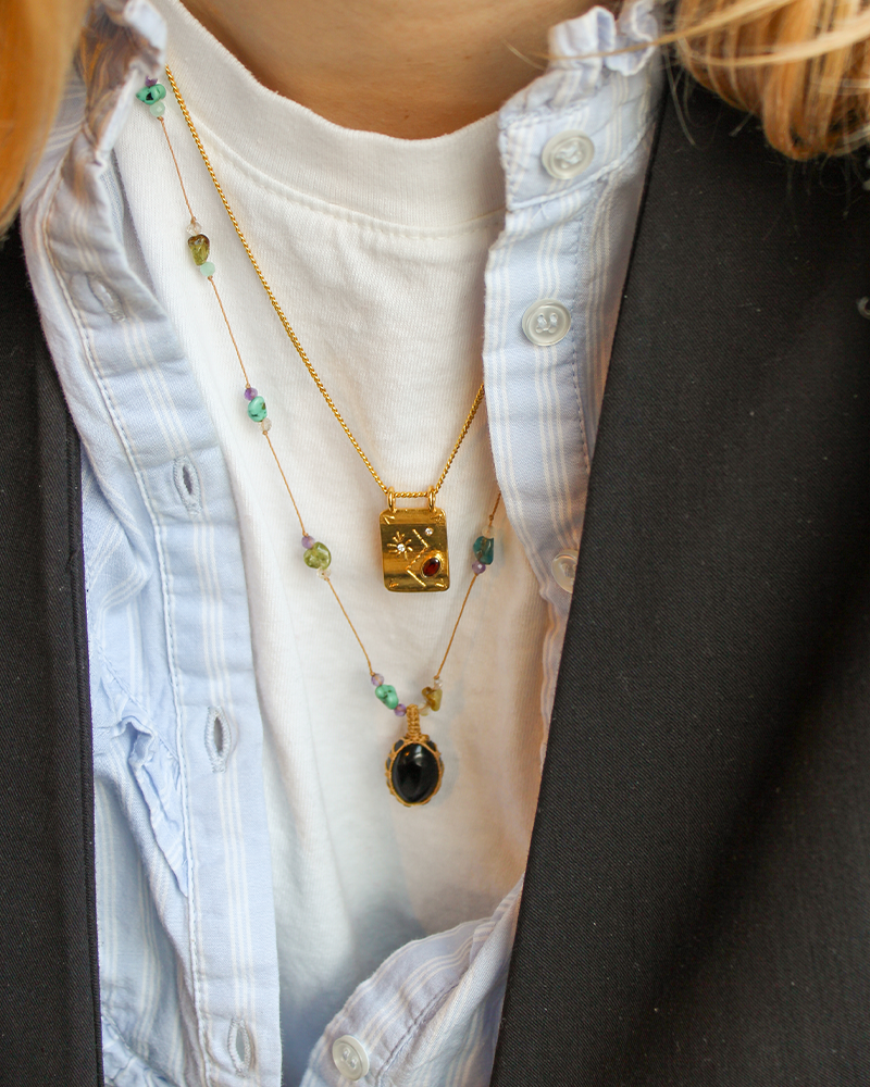 Koord Ketting Met Edelstenen Black Onyx