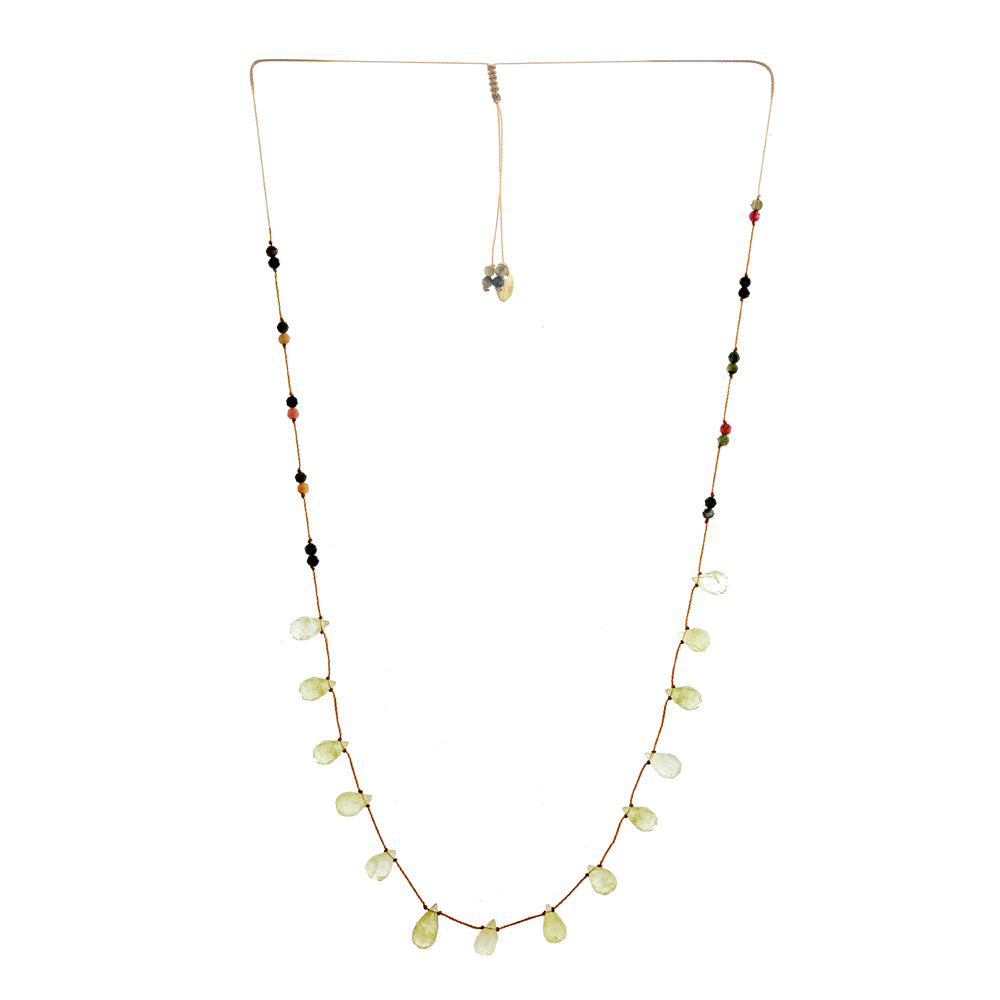Koord Ketting Met Edelstenen Druppels