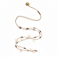 Koord Ketting Met Edelstenen Druppels Rozenkwarts