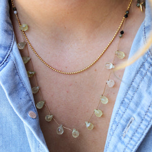 Koord Ketting Met Edelstenen Druppels