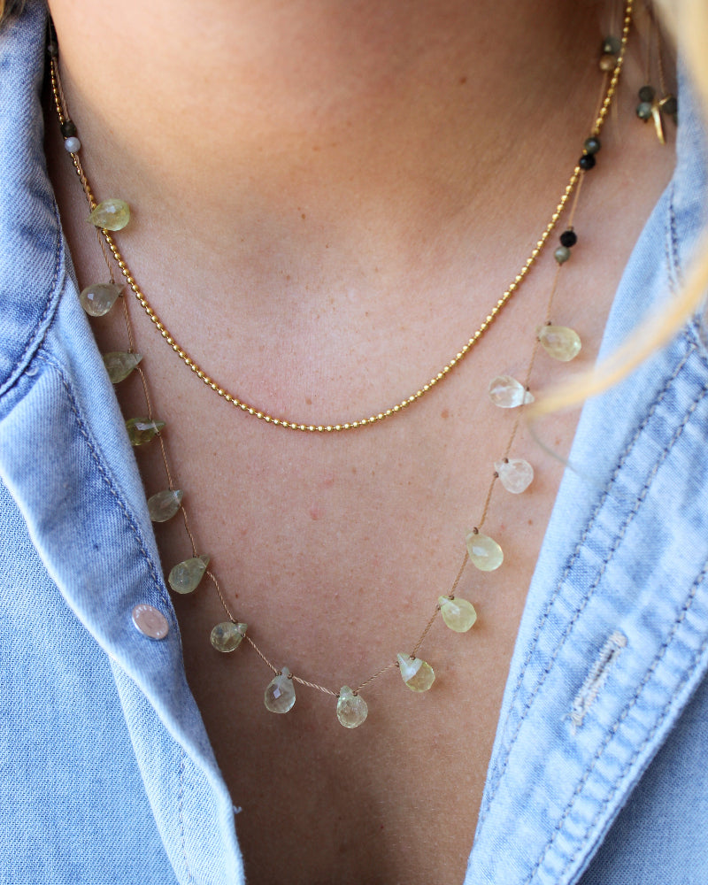 Koord Ketting Met Edelstenen Druppels