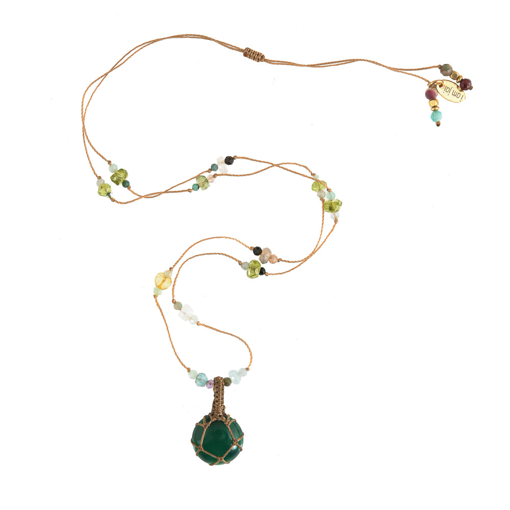 Koord Ketting Met Edelstenen Groene Onyx