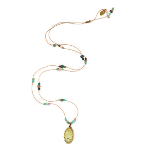 Koord Ketting Met Edelstenen Groene Rutielkwarts