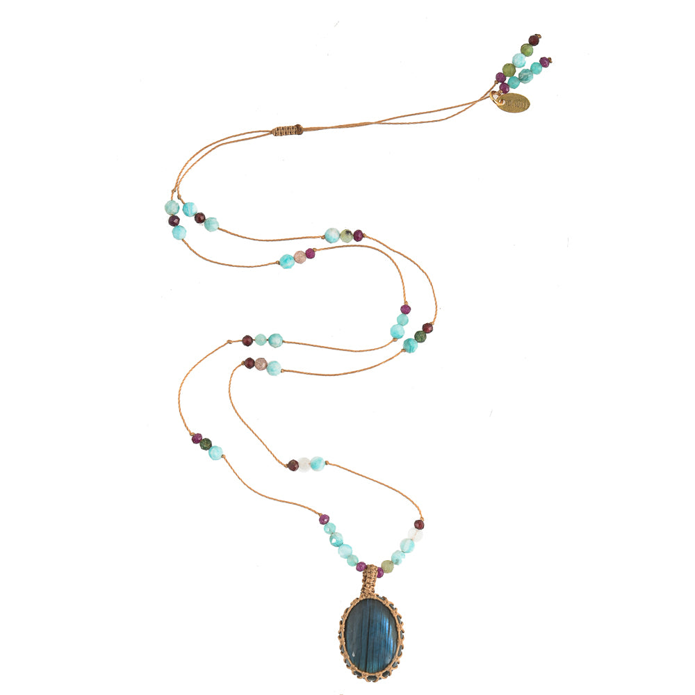 Koord Ketting Met Edelstenen Labradoriet