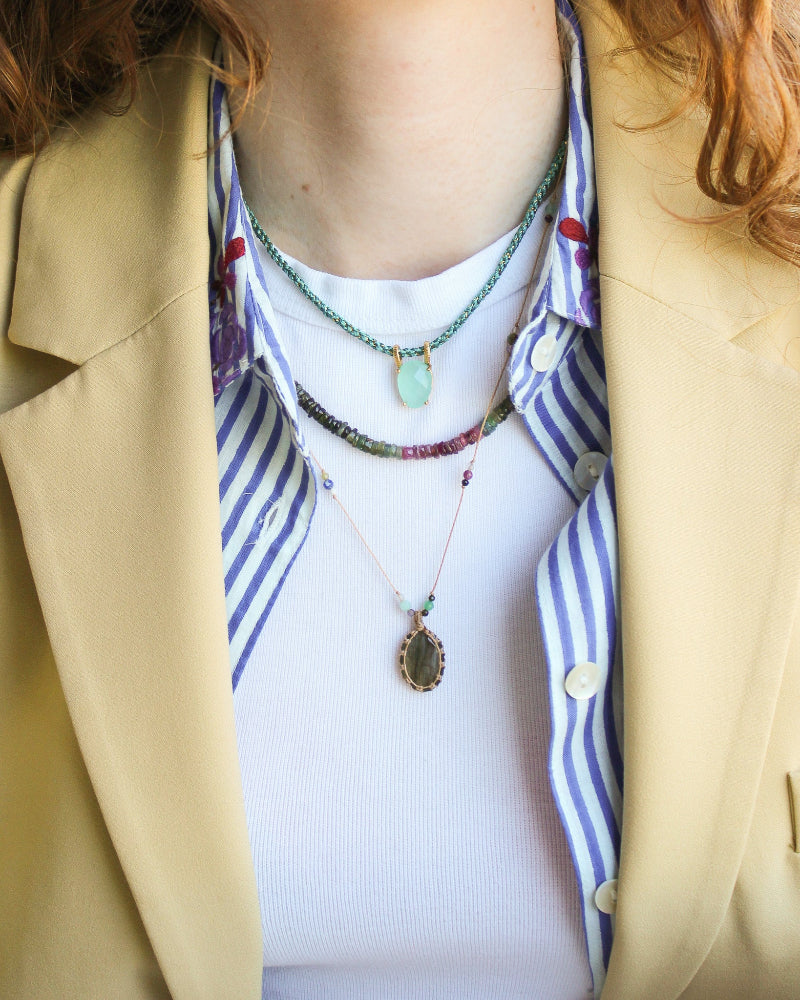 Koord Ketting Met Edelstenen Labradoriet Multi