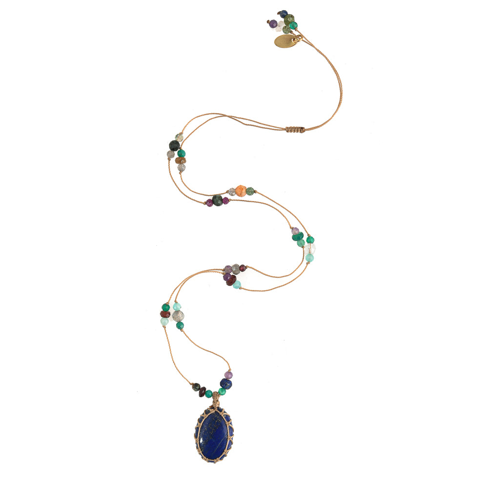 Koord Ketting Met Edelstenen Lapis Lazuli