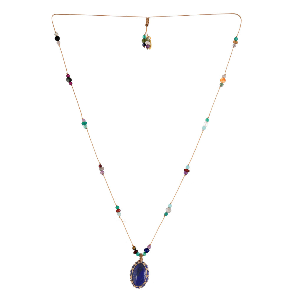 Koord Ketting Met Edelstenen Lapis Lazuli