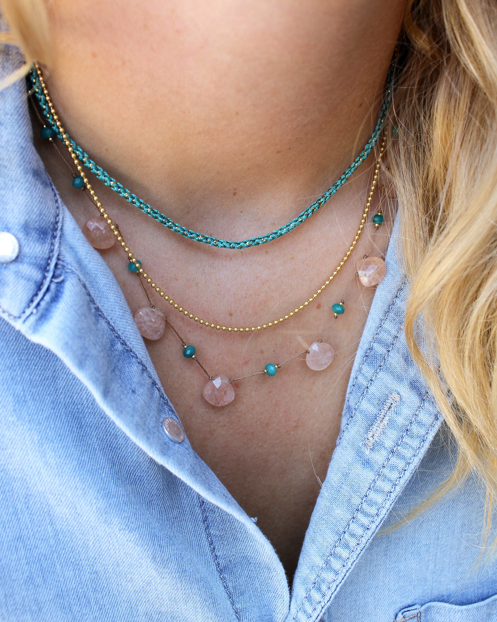 Koord ketting aqua