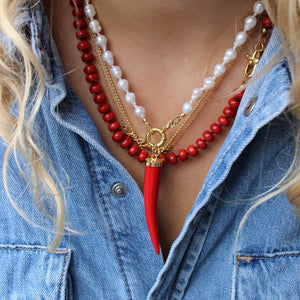 Koraal tand bedel parel ketting geknoopte koraal ketting 