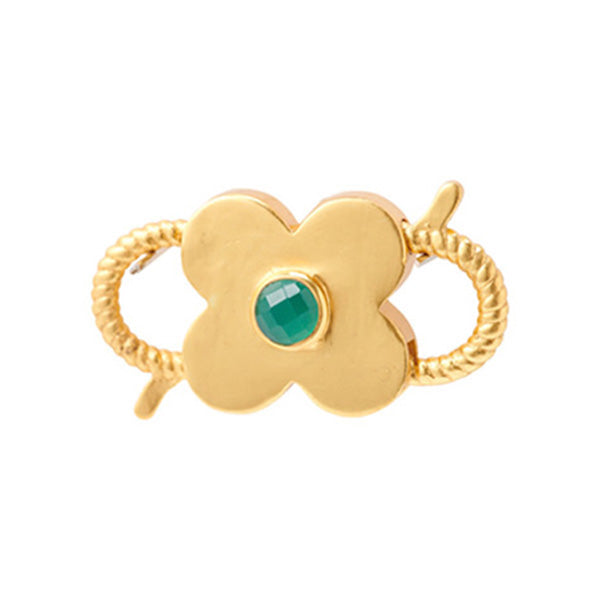Oval Flower Lock With Stone