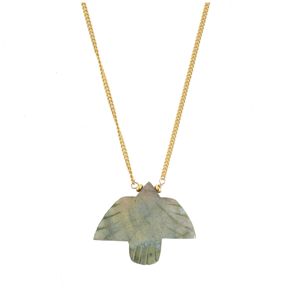 Labradoriet Handgeslepen Vogel Ketting