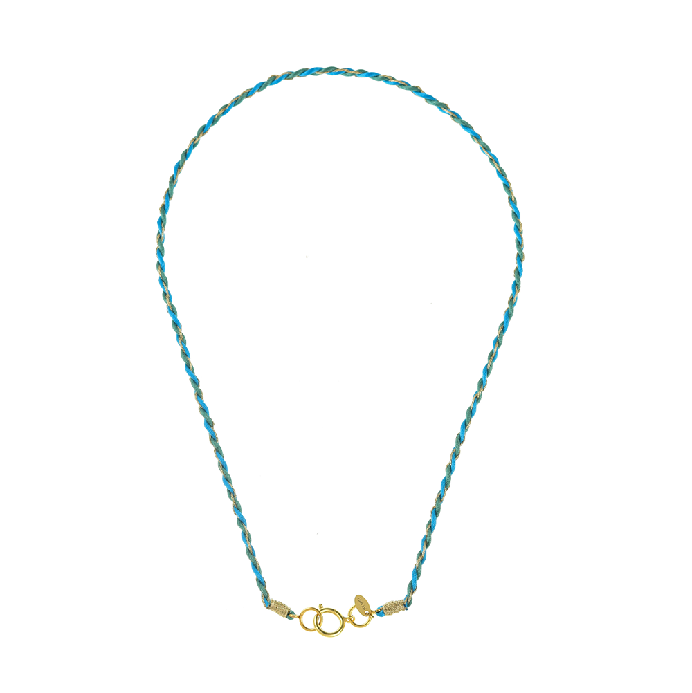 Lange satijnen ketting blauw groen