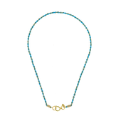 Lange satijnen ketting blauw groen