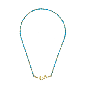 Lange satijnen ketting blauw groen