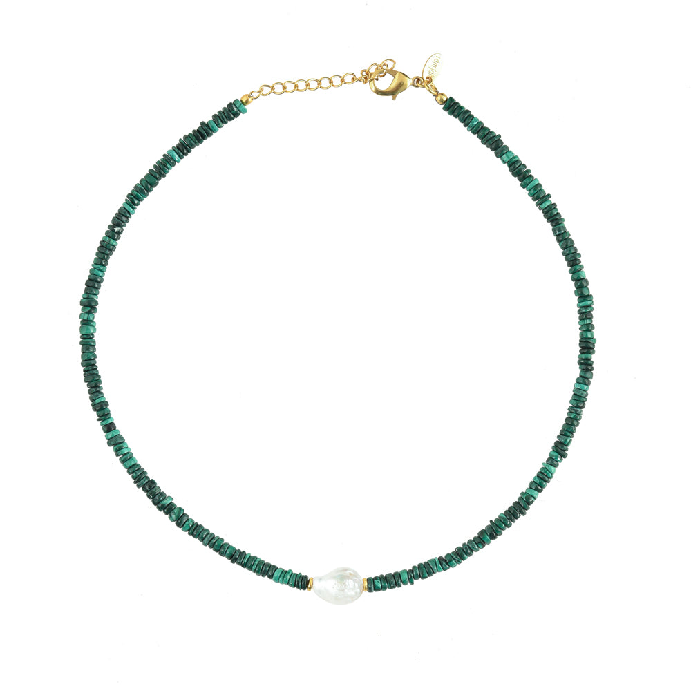Malachiet Edelstenen Ketting Parel