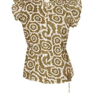 Ladies Mukta blouse sleeveless olive color. 100% cotton.