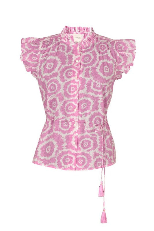 Ladies Mukta blouse sleeveless pink color. 100% cotton.