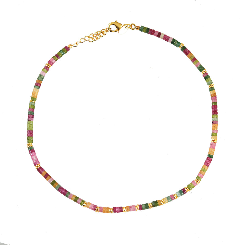 Multi Edelstenen Ketting Roze Jade