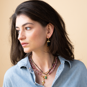 Multi Edelstenen Ketting Roze Jade