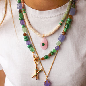 Multi Jade Edelstenen Ketting Blauw Groen