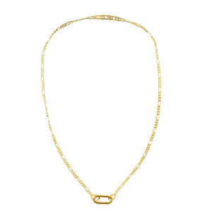 Gold Figaro Necklace with Lock