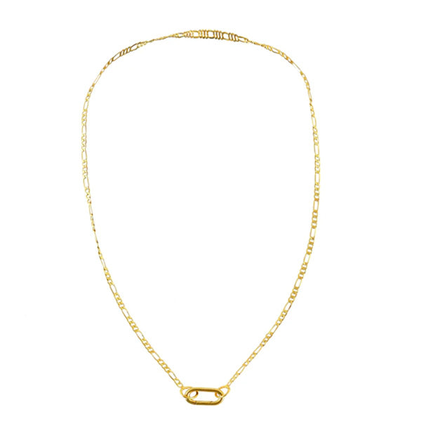 Gold Figaro Necklace with Lock