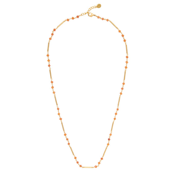 Retro Necklace with Carnelian stond combined With Gold plated Tubes for woman