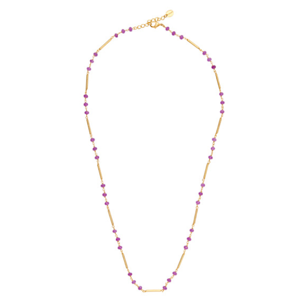 Retro Necklace with Puple stond combined With Gold plated Tubes for woman