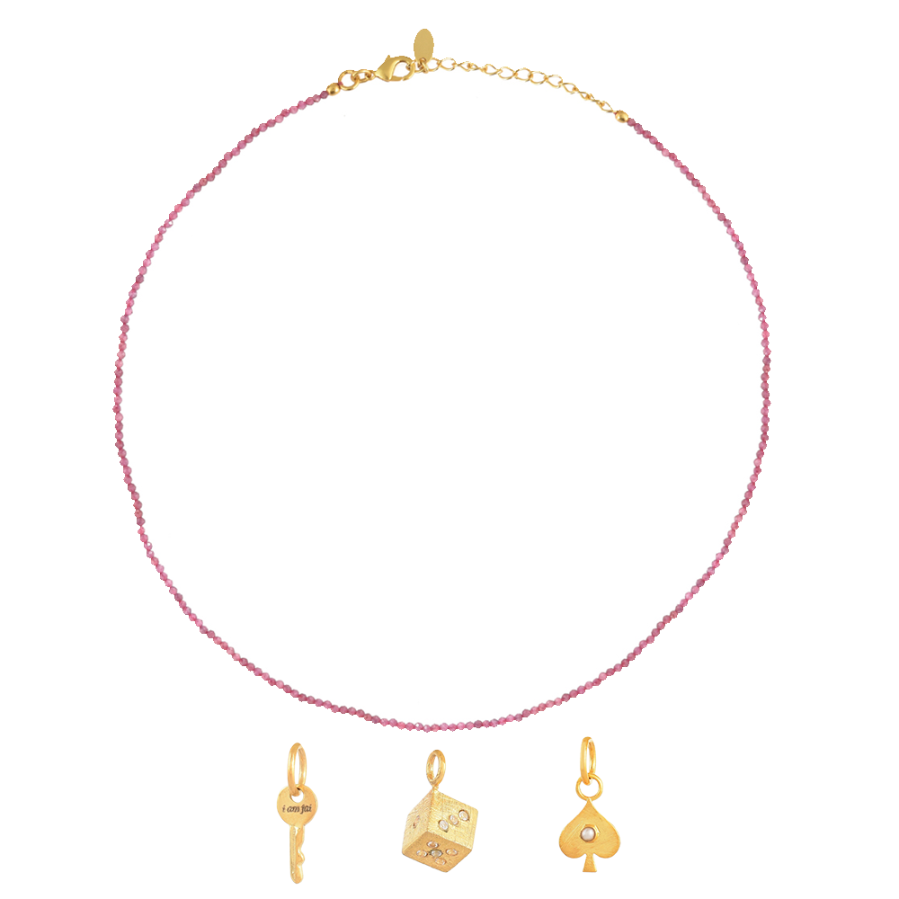 Fijne Roze Toermalijn Ketting Bedels