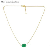 Gouden Ketting Ovalen Edelsteen groene onyx
